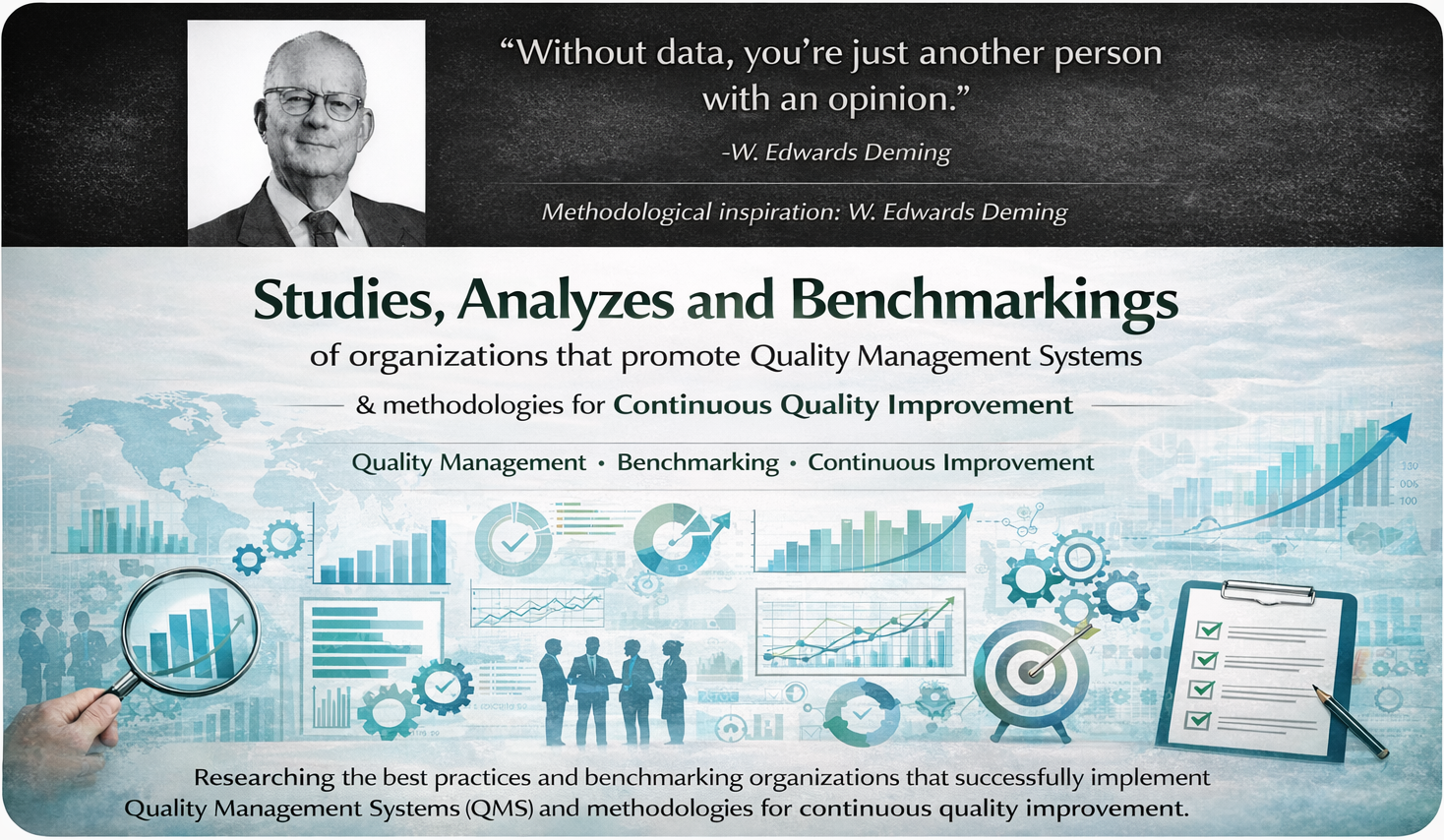 Analyzes and Benchmarkings of organizations that promote Quality Management Systems and methodologies for Continuous Quality improvement